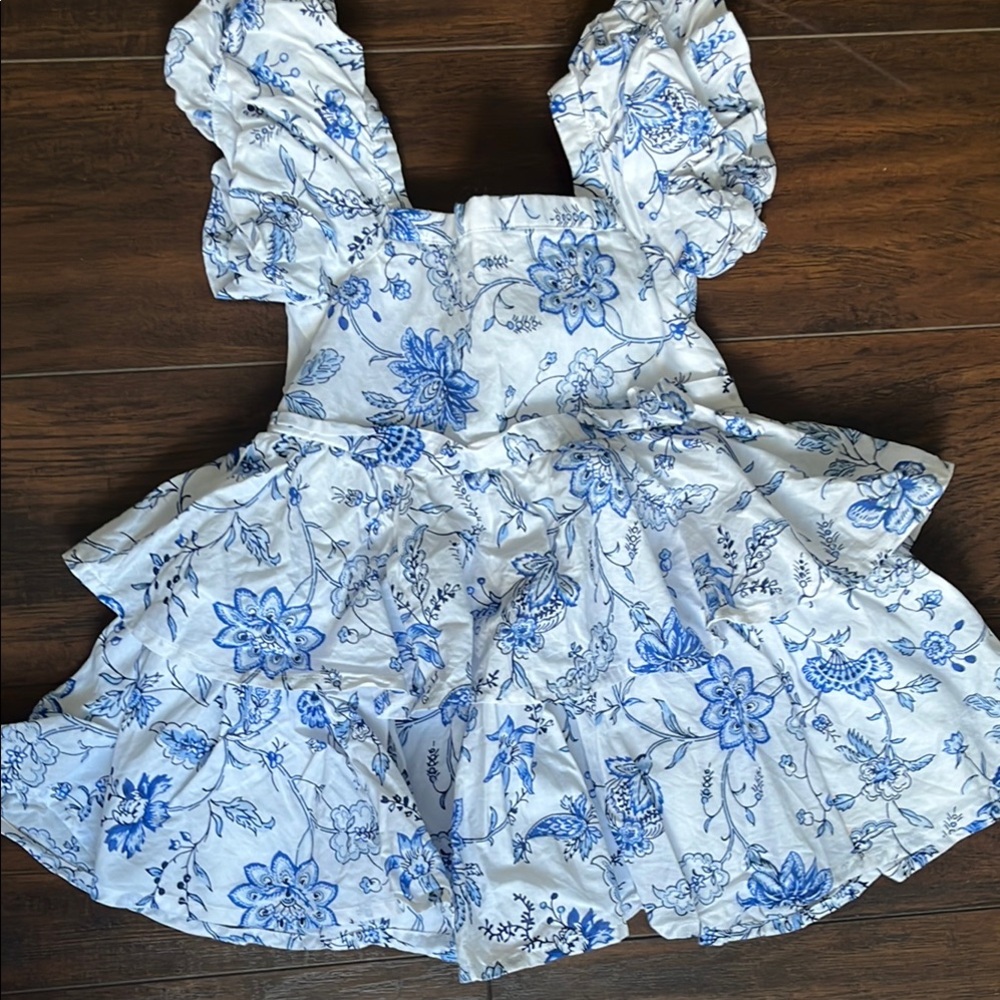 Floral Blue and White Dress